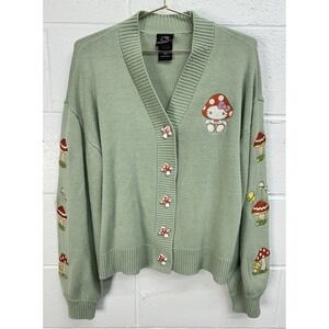 Hello Kitty Mushroom Embroidered Girls Skimmer Cardigan / Women's Small
